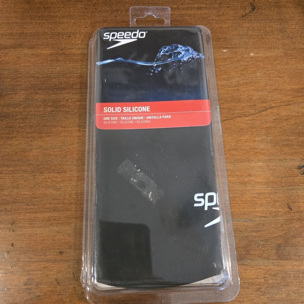 Speedo Solid Silicone Swim Cap (Speedo Black) One Size 751104 New